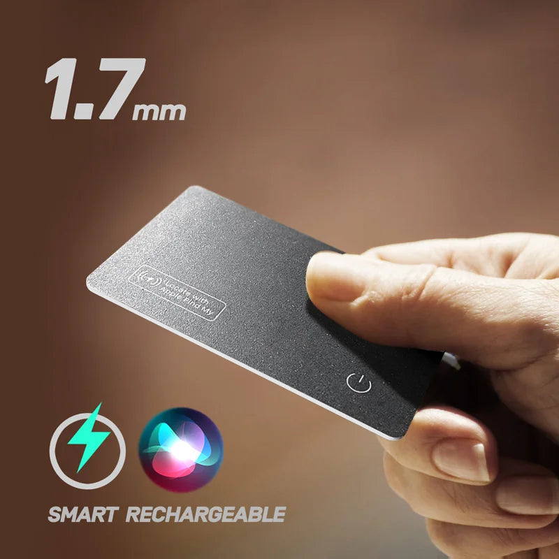 Carte de Suivi GPS Mini Sans Fil à Recharge – Étiquette Localisatrice de Portefeuille pour iPhone, Appareils Apple, Compatible Find My, Remplaçant AirTag