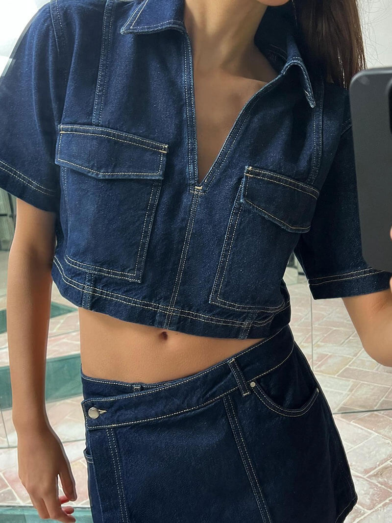 Ensemble en Jean Femme Haut avec Jupe-Short
