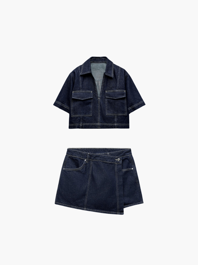 Ensemble en Jean Femme Haut avec Jupe-Short