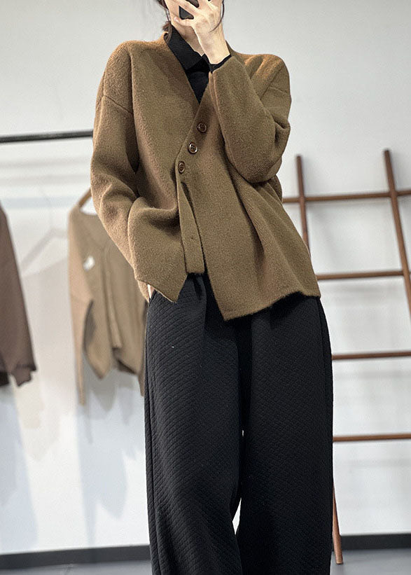 Pull en maille asymétrique élégant pour femme – Tricots d’hiver épais et douillet