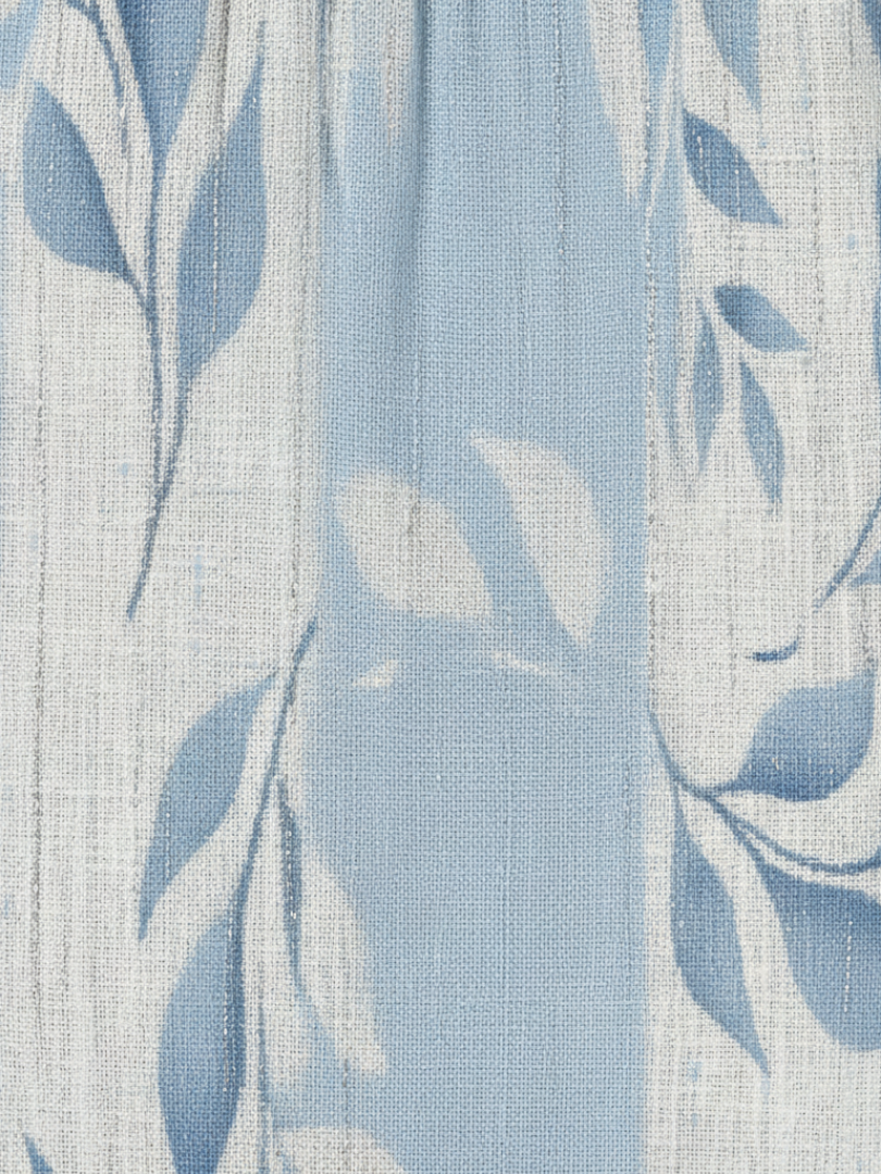 Women's sleeveless midi dress with blue leaf pattern – Elegant light line