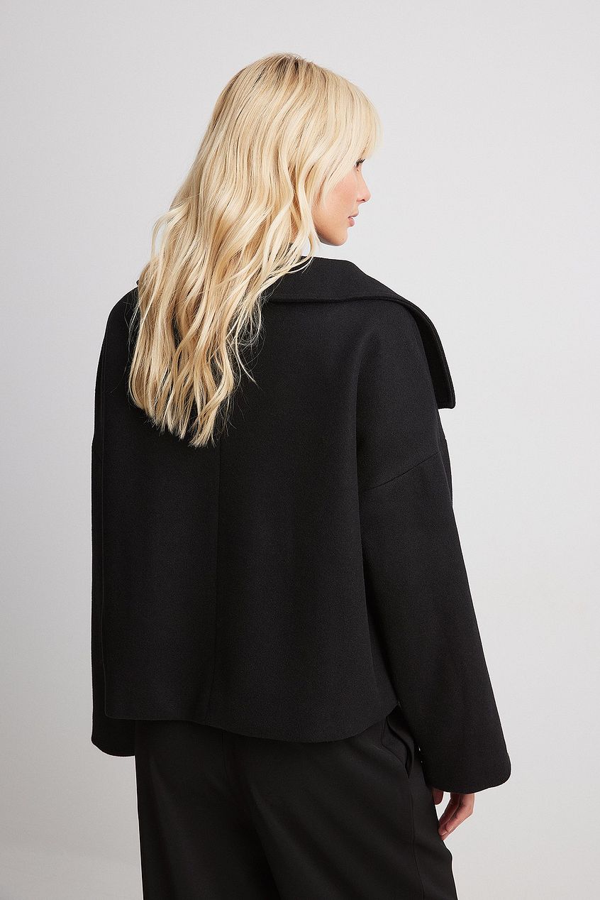 Veste Courte Femme en Laine à Double Boutonnage – Manteau Gris Élégant et Chaud