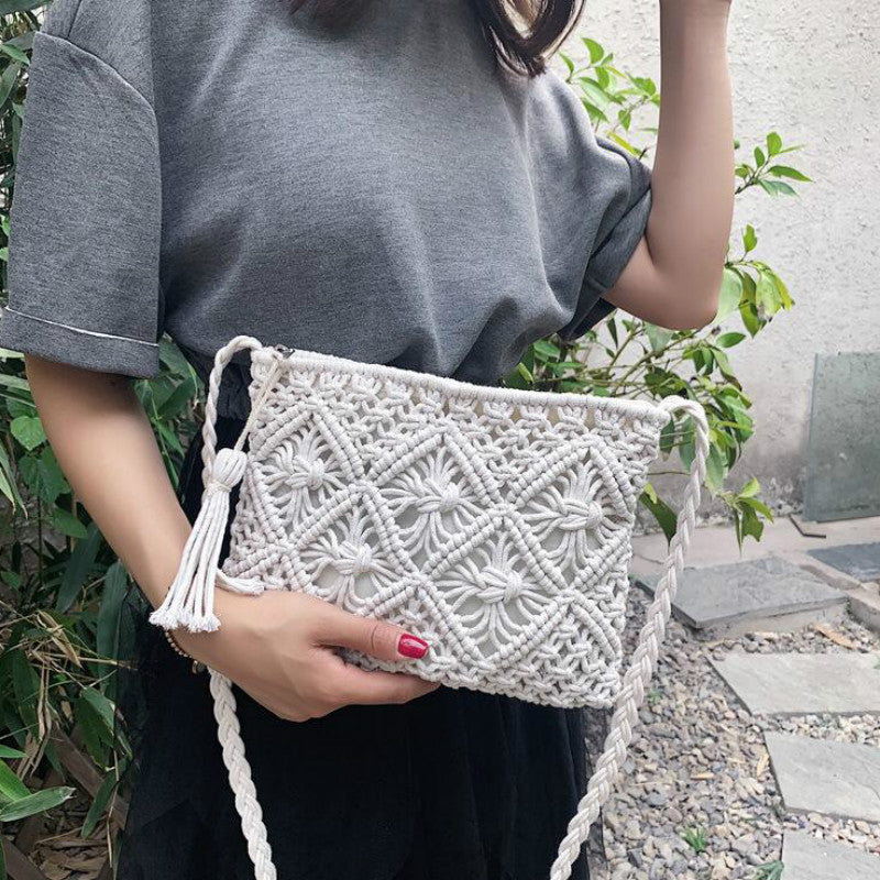 Sac Bandoulière Tressé Femme – Macramé Coton Fait Main Style Estival