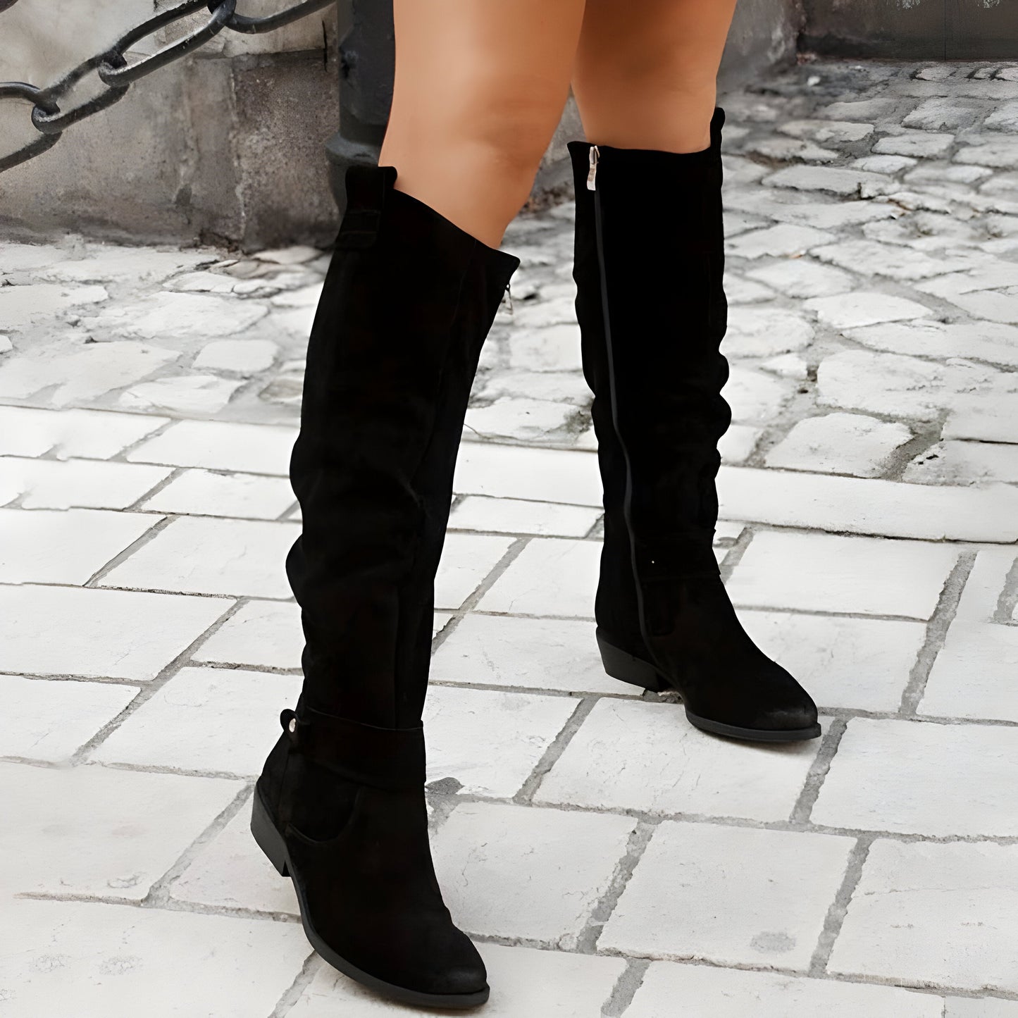 Bottes hautes confortables en cuir pour femmes