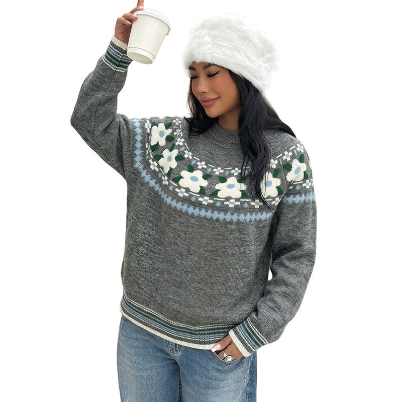 Pull floral retro femme - Doux et feminin