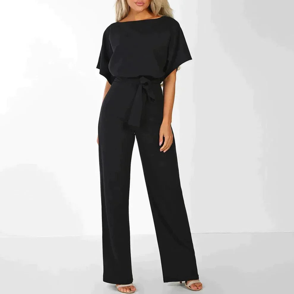 Combinaison élégante ceinturée à manches courtes Jambe large pour femmes – Tenue légère une pièce flatteuse et chic