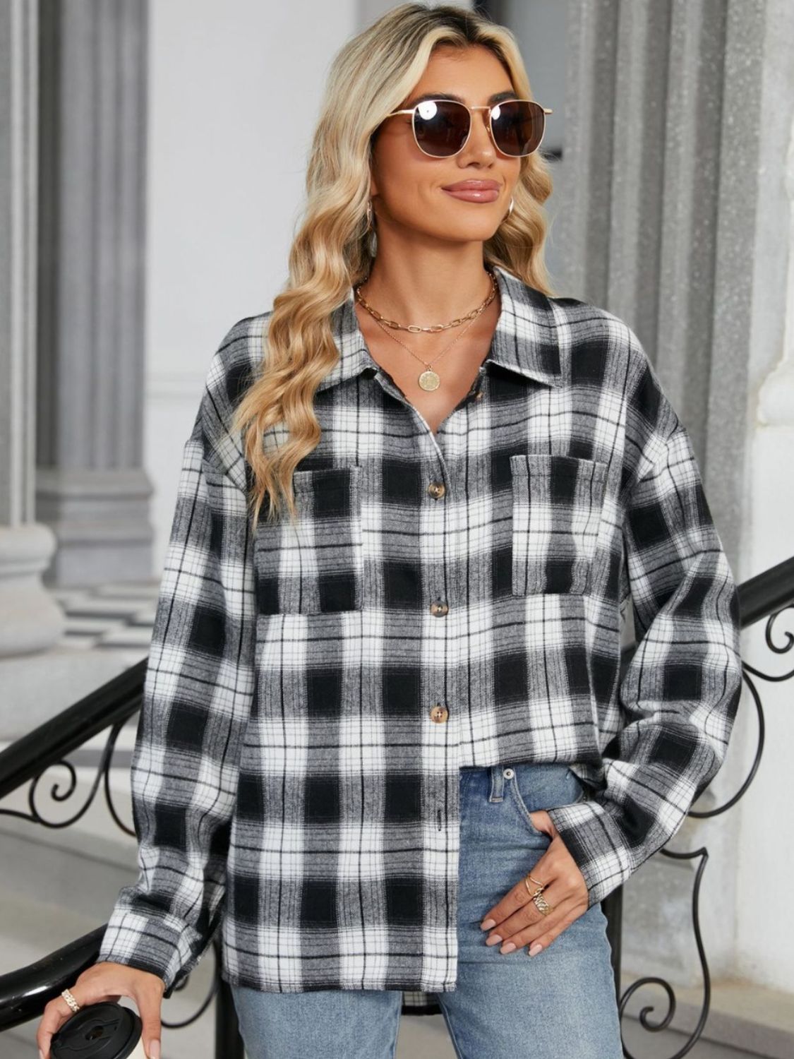 Chemise à carreaux à manches longues pour femme – Style décontracté et confortable au quotidien