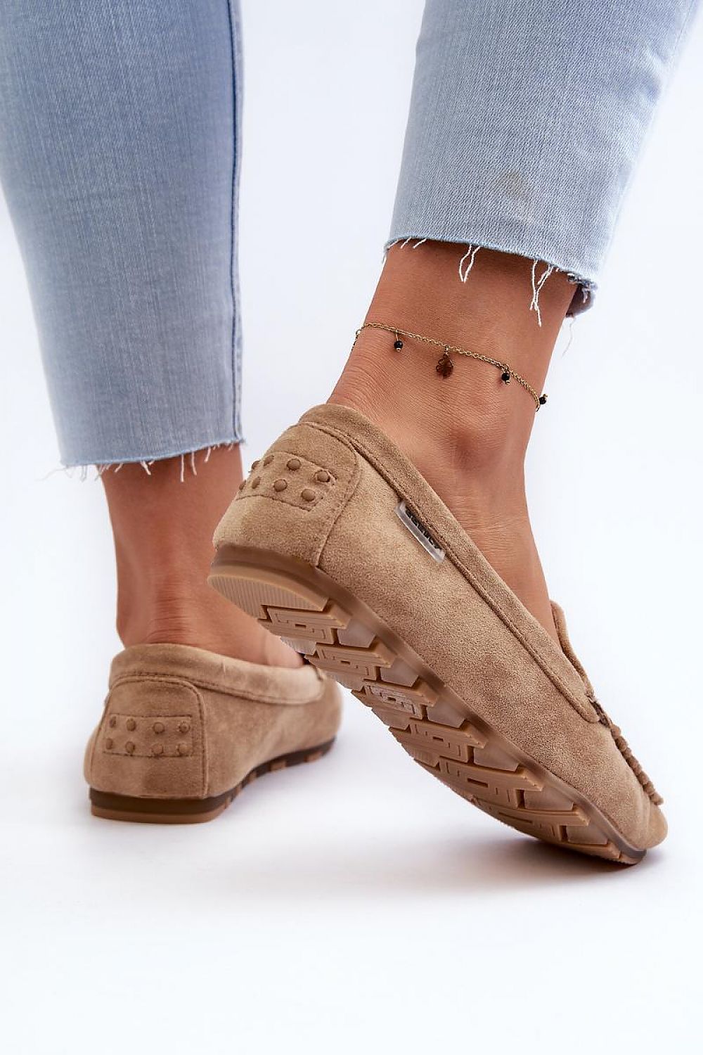 Mocassins de luxe en suédine écologique avec semelle intérieure amovible en mousse