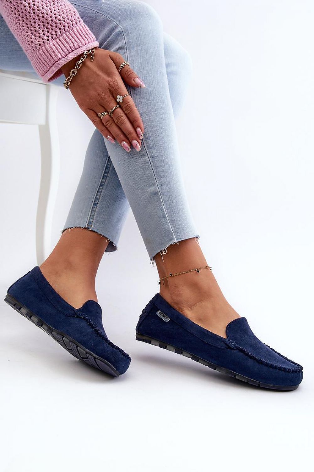 Mocassins de luxe en suédine écologique avec semelle intérieure amovible en mousse