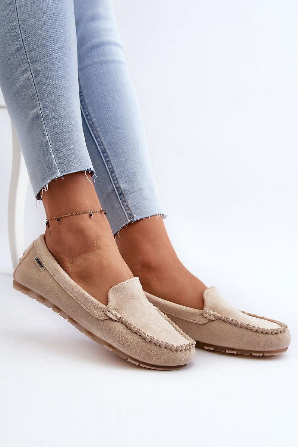 Mocassins de luxe en suédine écologique avec semelle intérieure amovible en mousse