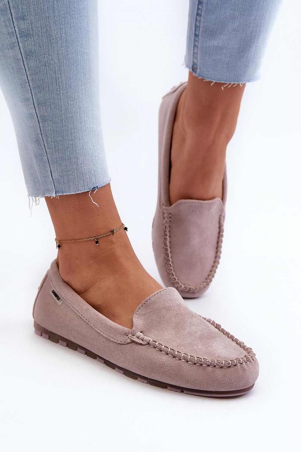 Mocassins de luxe en suédine écologique avec semelle intérieure amovible en mousse