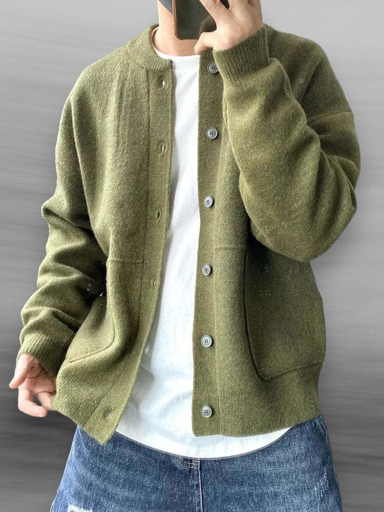 Men's Wool Cardigan with Buttons and Loose Fit – Softness and Daily Comfort