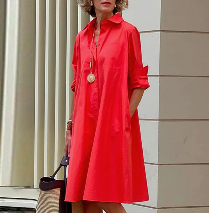 Robe chemise femme à pois polka dot – Coupe fluide élégante en coton mélangé
