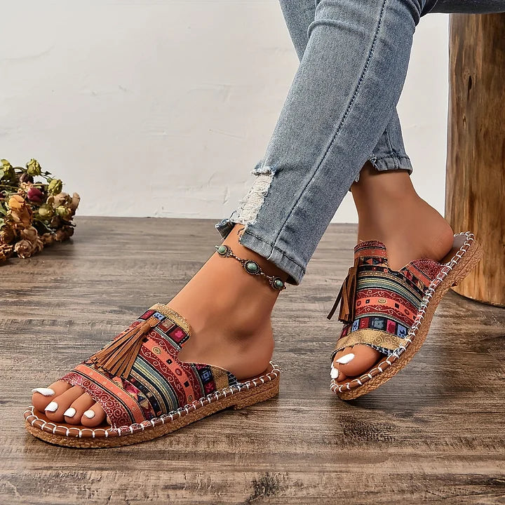 Sandales bohèmes vintage à franges pour femmes