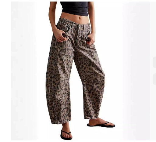 Jean Barrel Large Jambe Large Taille Moyenne Stretch Femme – Denim Décontracté Baggy
