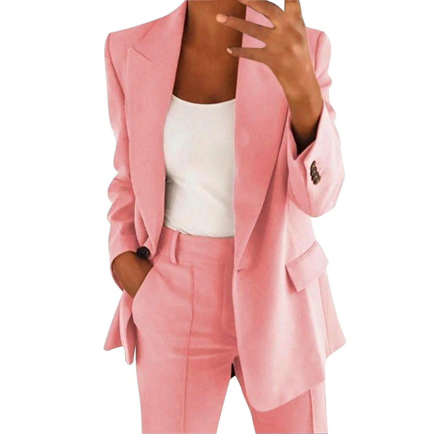 Ensemble blazer et pantalon élégant femmes – Costume deux pièces sobre et raffiné pour travail, affaires et occasions formelles