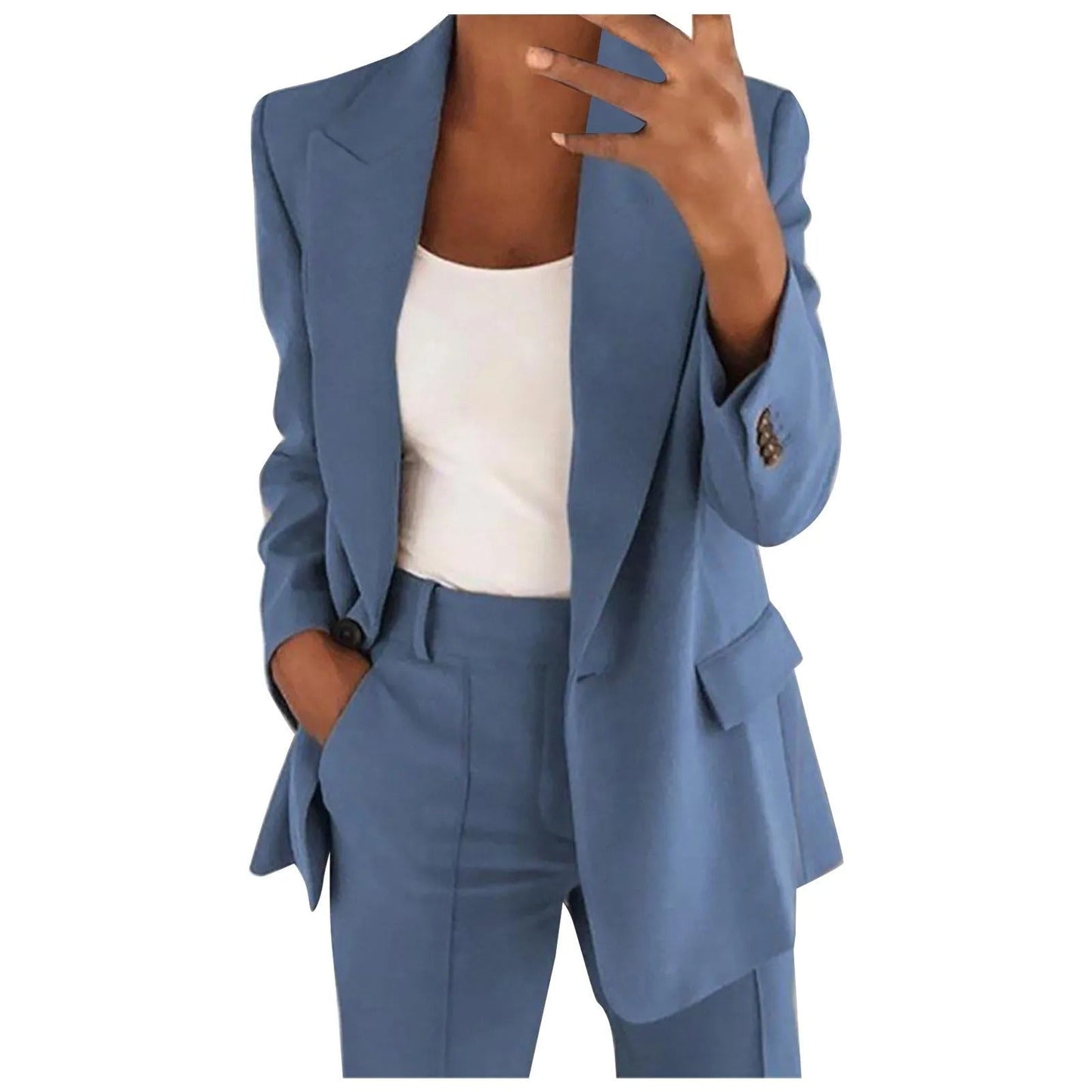 Ensemble blazer et pantalon élégant femmes – Costume deux pièces sobre et raffiné pour travail, affaires et occasions formelles