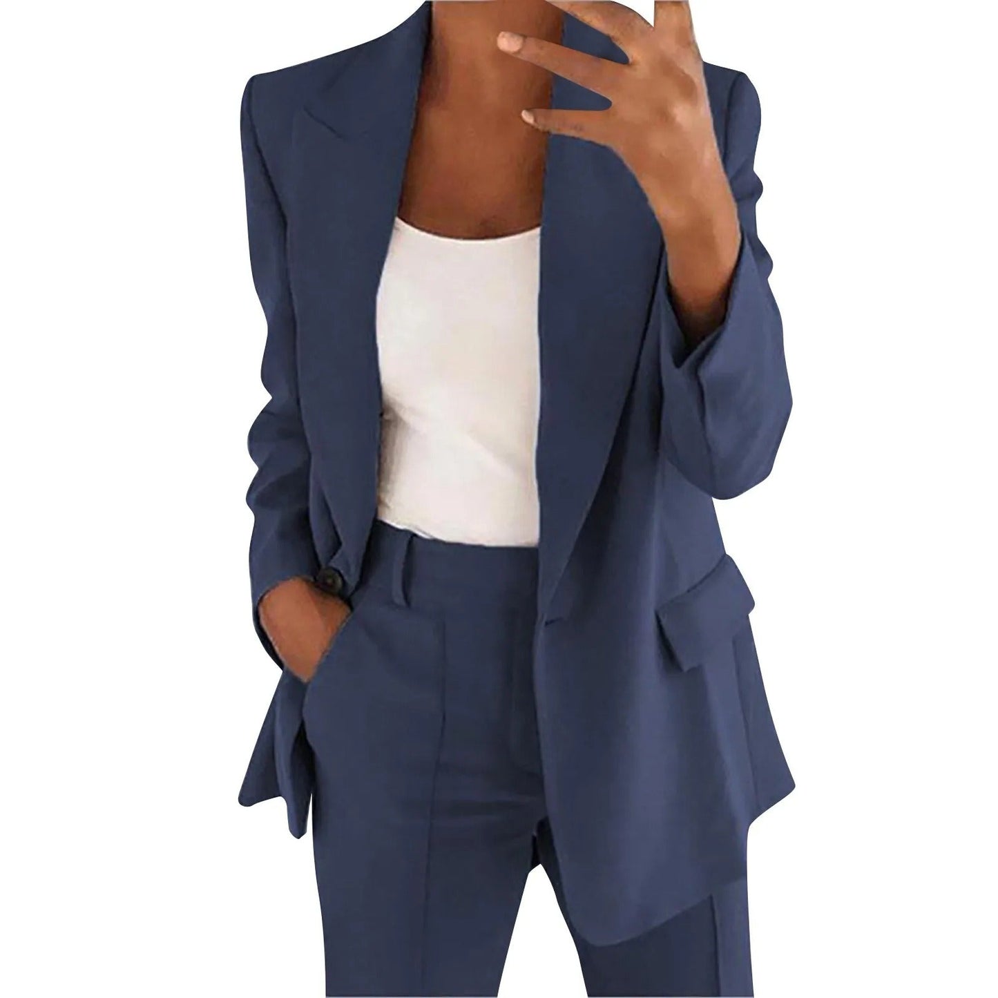 Ensemble blazer et pantalon élégant femmes – Costume deux pièces sobre et raffiné pour travail, affaires et occasions formelles