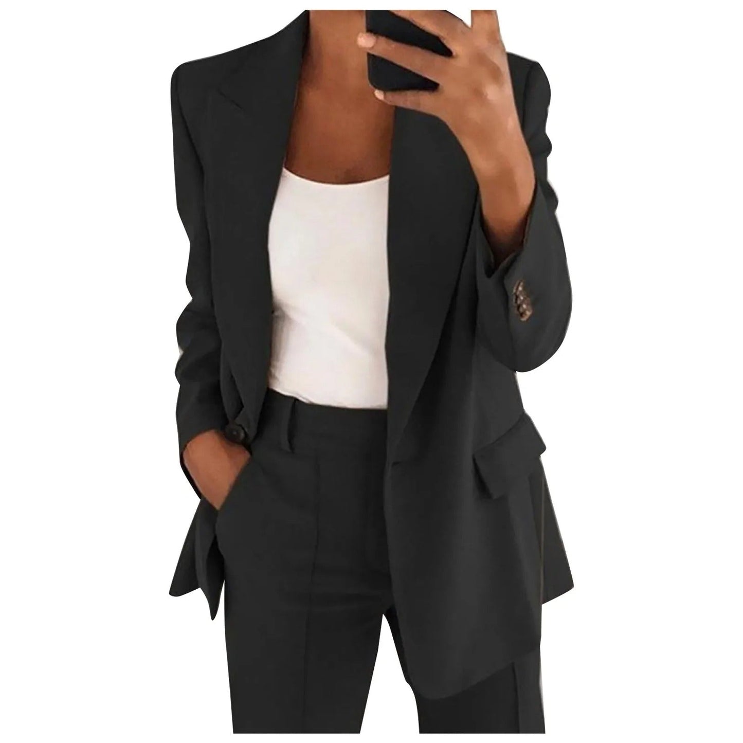Ensemble blazer et pantalon élégant femmes – Costume deux pièces sobre et raffiné pour travail, affaires et occasions formelles