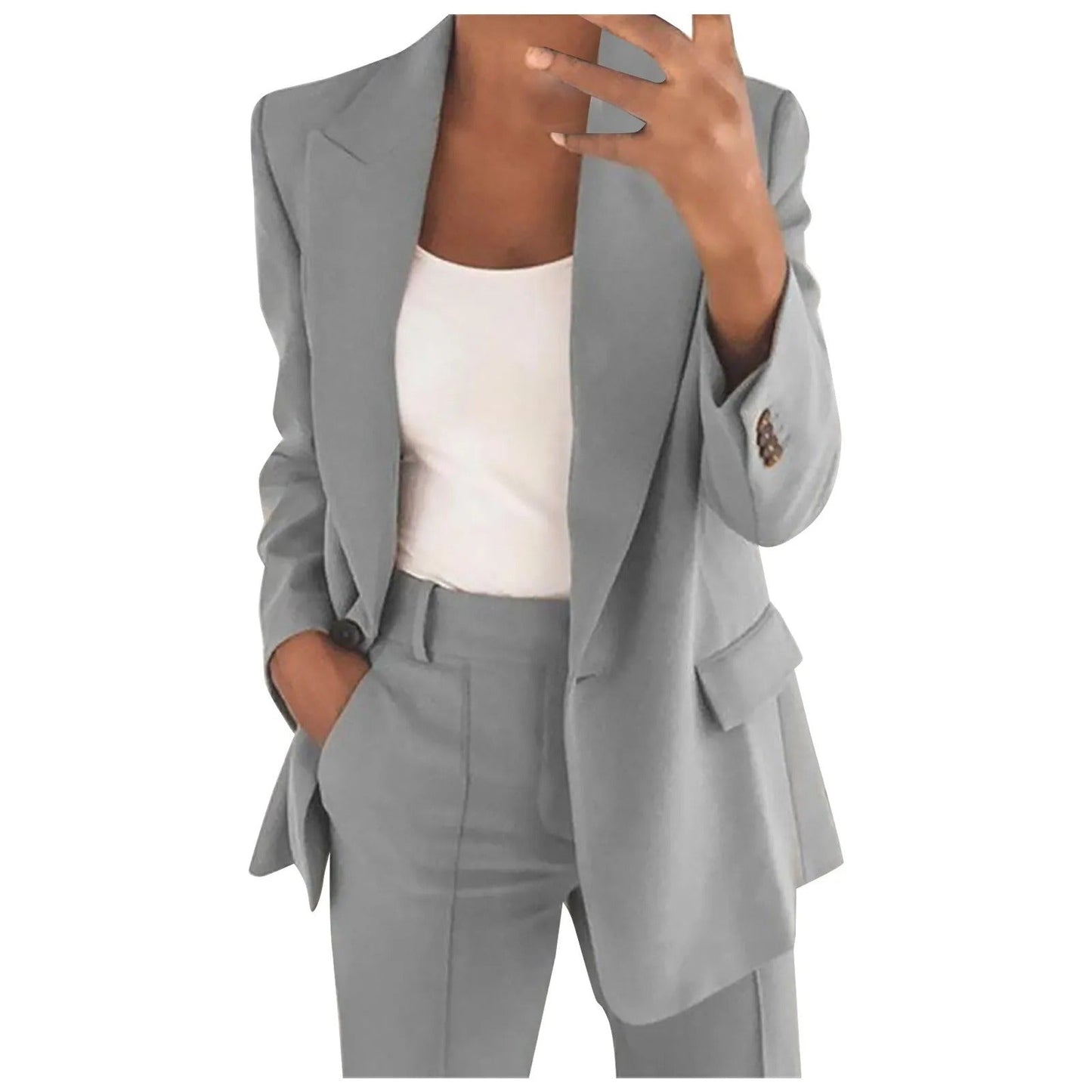 Ensemble blazer et pantalon élégant femmes – Costume deux pièces sobre et raffiné pour travail, affaires et occasions formelles