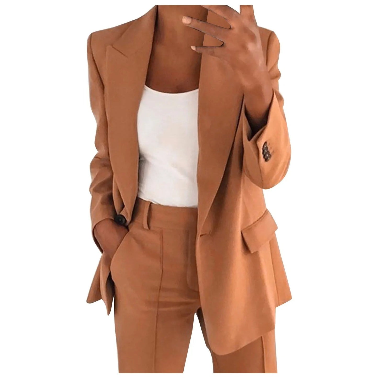 Ensemble blazer et pantalon élégant femmes – Costume deux pièces sobre et raffiné pour travail, affaires et occasions formelles