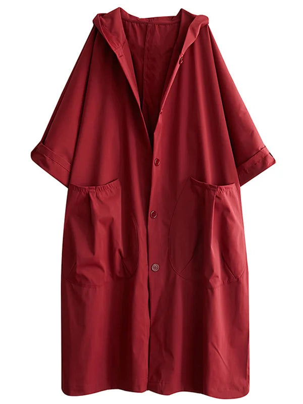 Manteau Imperméable Long Oversize pour Femme – Trench à Capuche avec Poches