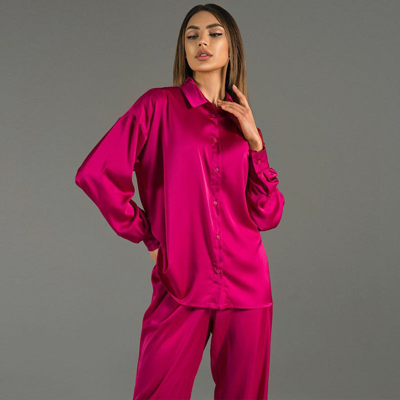 Ensemble Satin Femme – Haut avec Pantalon