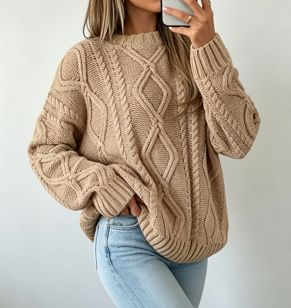 Maglione da donna con scollo rotondo e vestibilità ampia - Morbido e casual