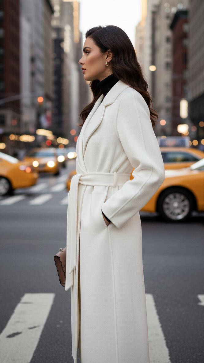 Cappotto da donna classico doppiopetto con cintura – stile elegante e senza tempo per l’inverno