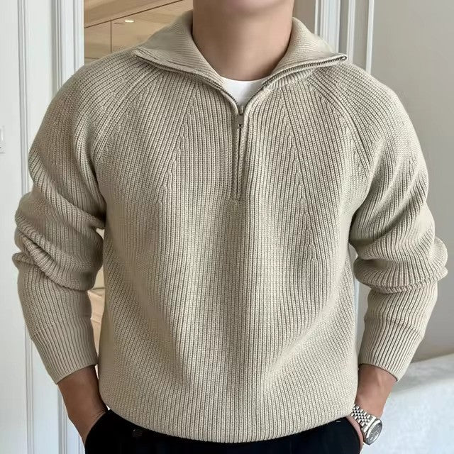 Pull Côtelé Zippé quarte Homme En Coton – Confort Intemporel Et Style Moderne