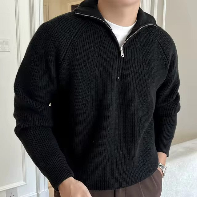 Pull Côtelé Zippé quarte Homme En Coton – Confort Intemporel Et Style Moderne