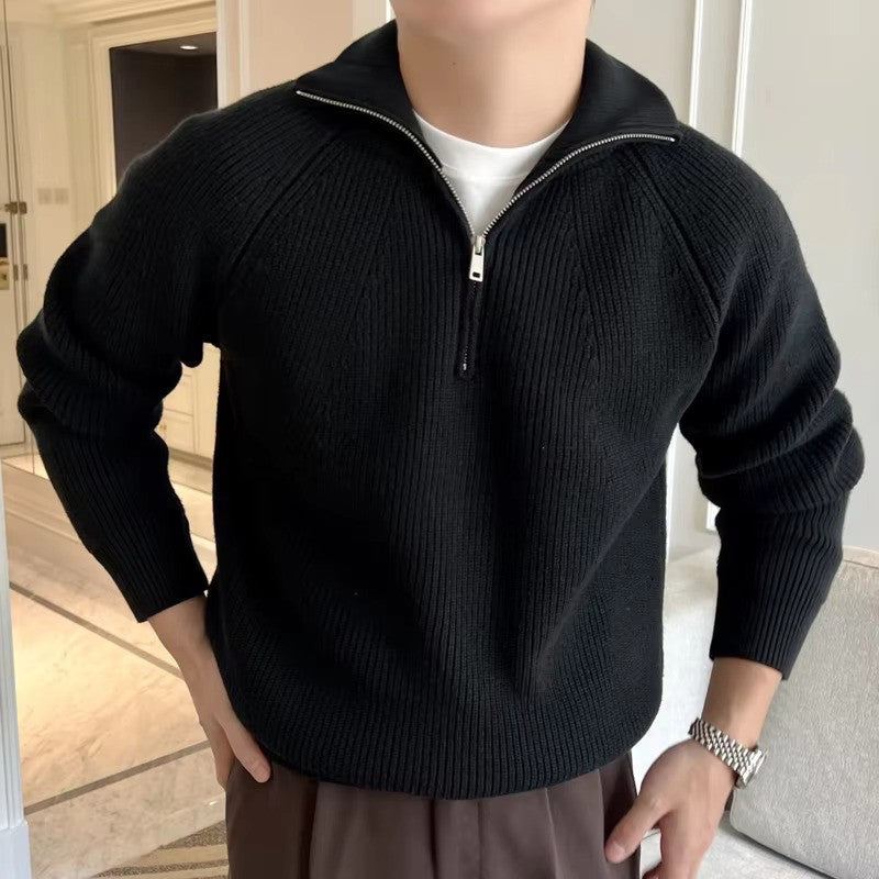 Pull Côtelé Zippé quarte Homme En Coton – Confort Intemporel Et Style Moderne