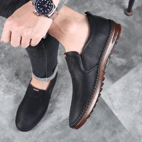 Hommes Respirant Cuir Chaussures – Robustes, Élégantes, Orthopédiques