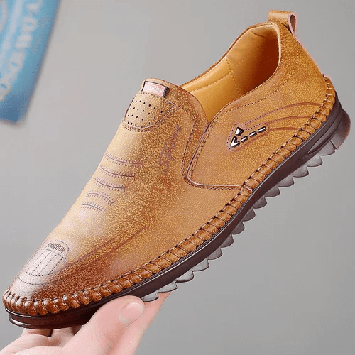 Hommes Respirant Cuir Chaussures – Robustes, Élégantes, Orthopédiques