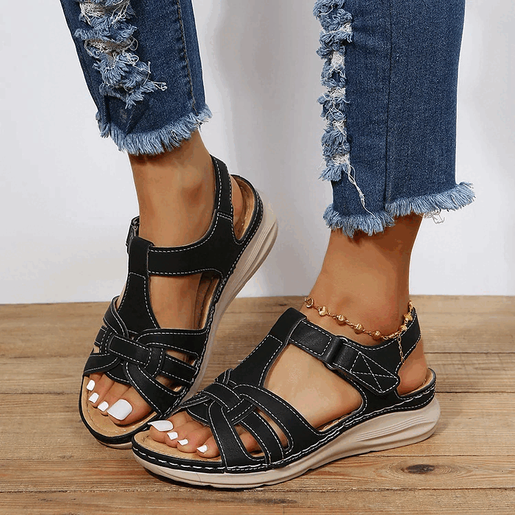 Sandales Orthopédiques Décontractées en Cuir Femme – Polyvalentes, Élégantes