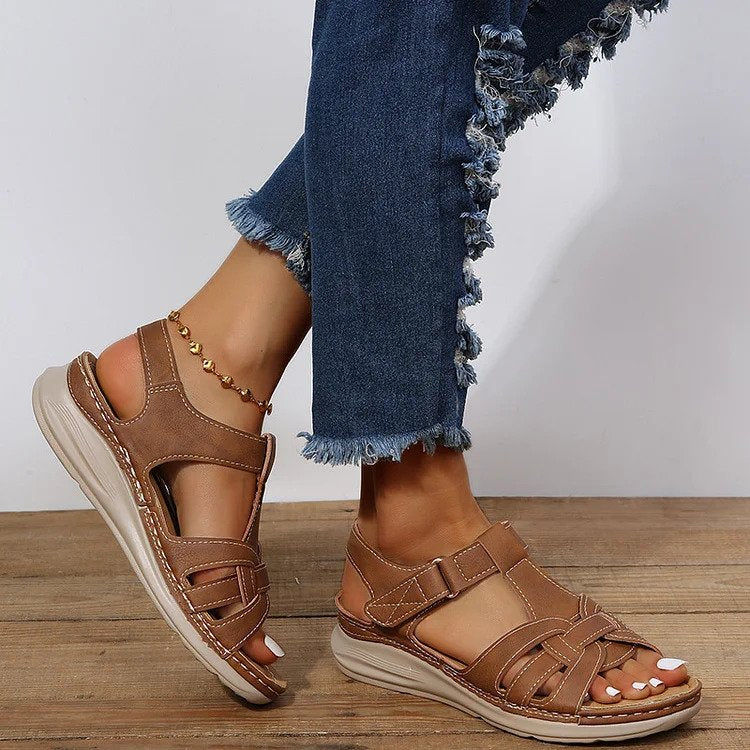 Sandales Orthopédiques Décontractées en Cuir Femme – Polyvalentes, Élégantes
