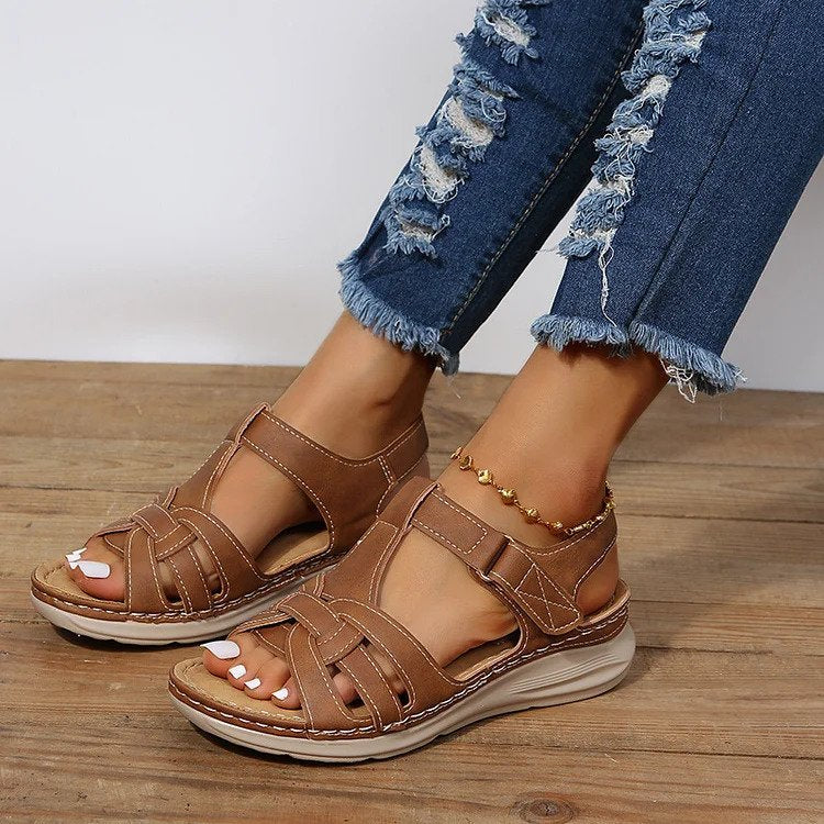Sandales Orthopédiques Décontractées en Cuir Femme – Polyvalentes, Élégantes