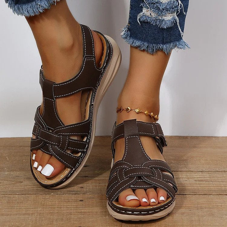 Sandales Orthopédiques Décontractées en Cuir Femme – Polyvalentes, Élégantes