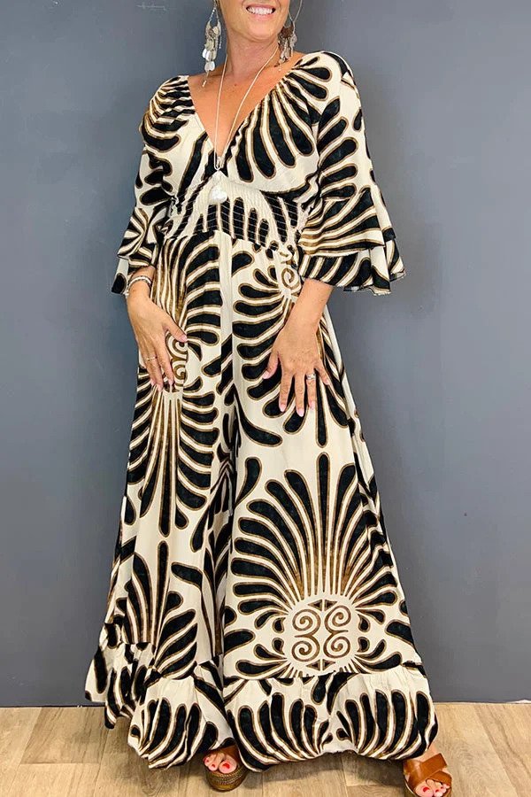 Combinaison Vintage Femme avec Imprimé Floral et Manches Volantes