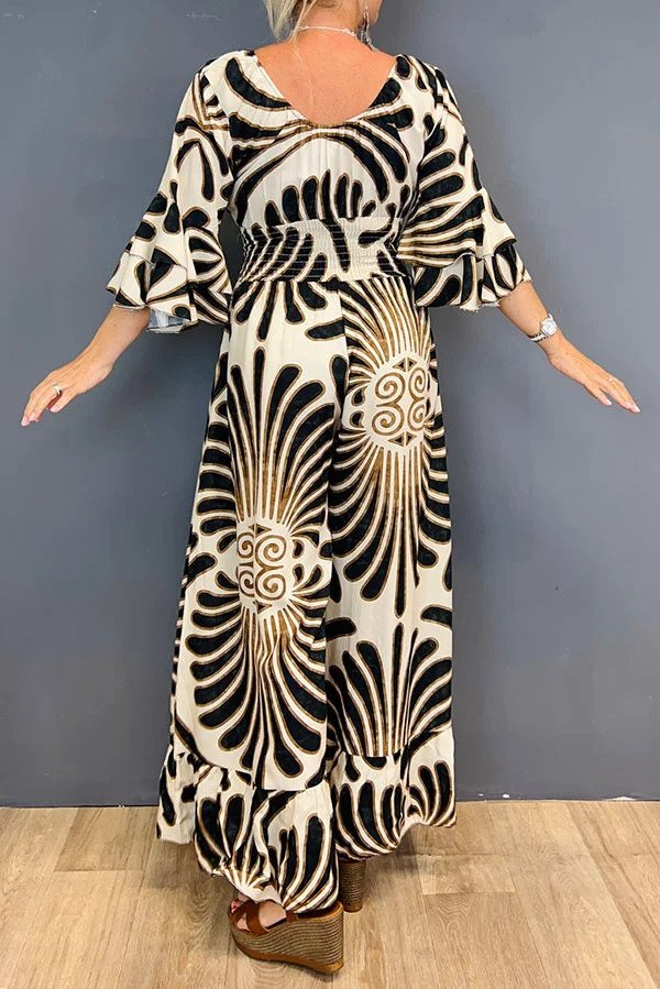 Combinaison Vintage Femme avec Imprimé Floral et Manches Volantes