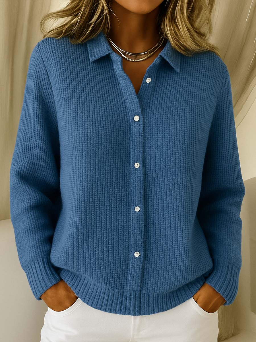 Women's Soft Knit Buttoned Vest – Classic Long Sleeves