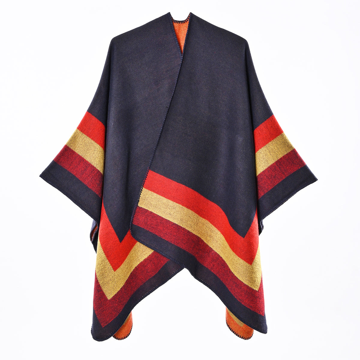 Jacquardponcho til kvinder med kashmirlook – Chic og omsluttende