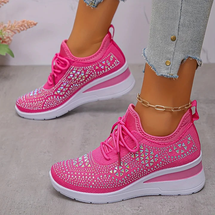 Women's sneakers with arch support and rhinestone details - Comfortable and modern