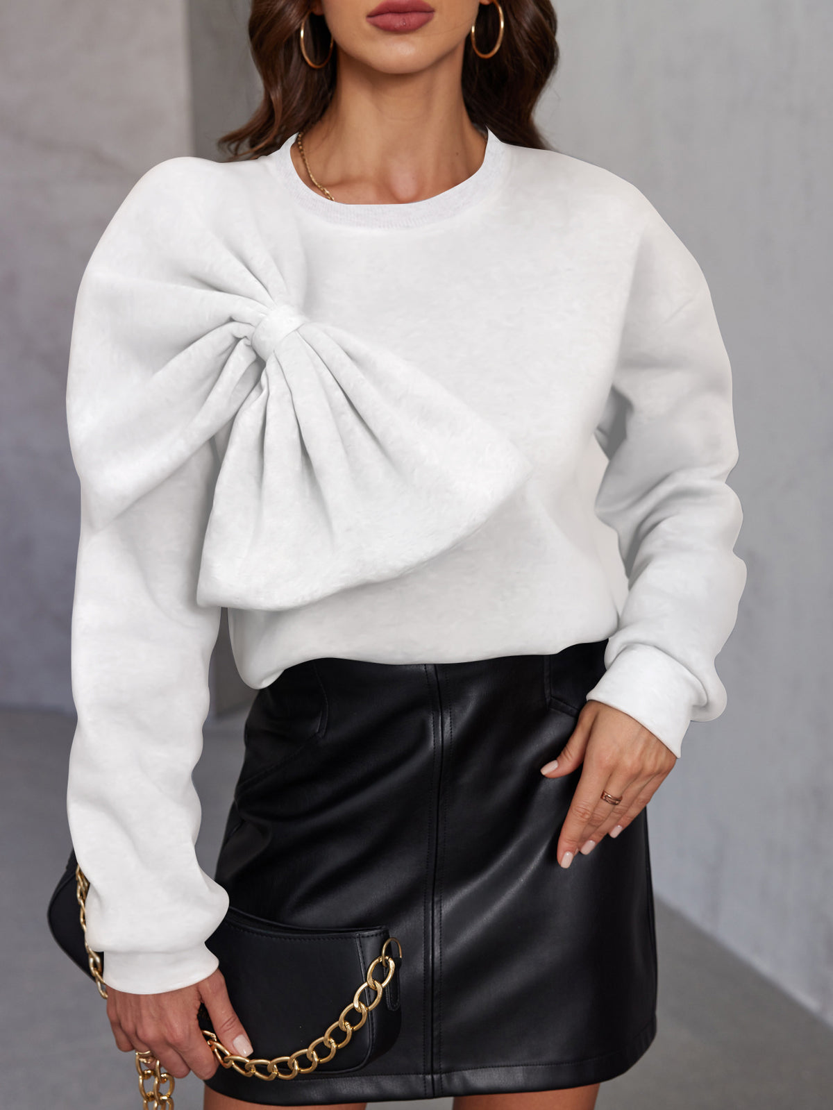 Pull en Maille Élégant pour Femme avec Nœud – Pull Doux à Manches Longues