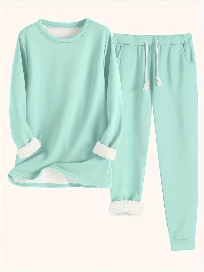 Ensemble thermique uni – Deux pièces chaudes pour femme