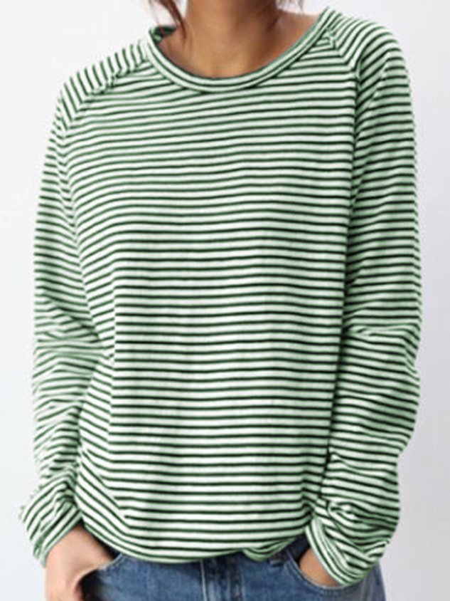 T-shirt à manches longues rayé pour femme – Haut décontracté et confortable au quotidien