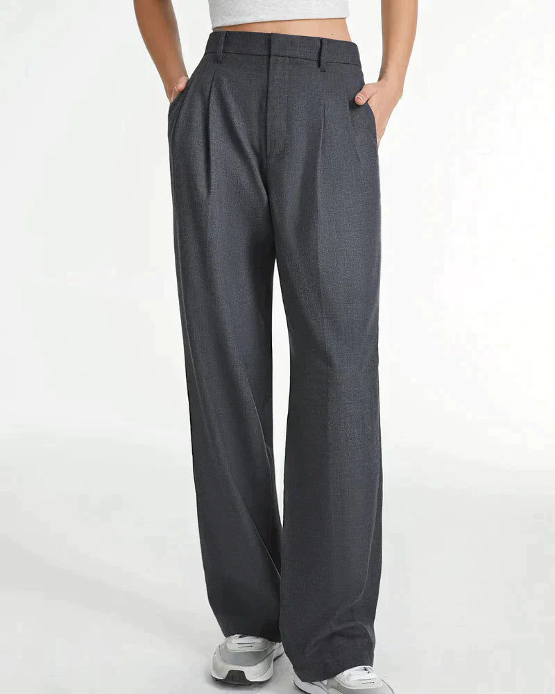 Pantalon Femme Taille Haute à Jambes Larges – Coupe Décontractée et Élégante