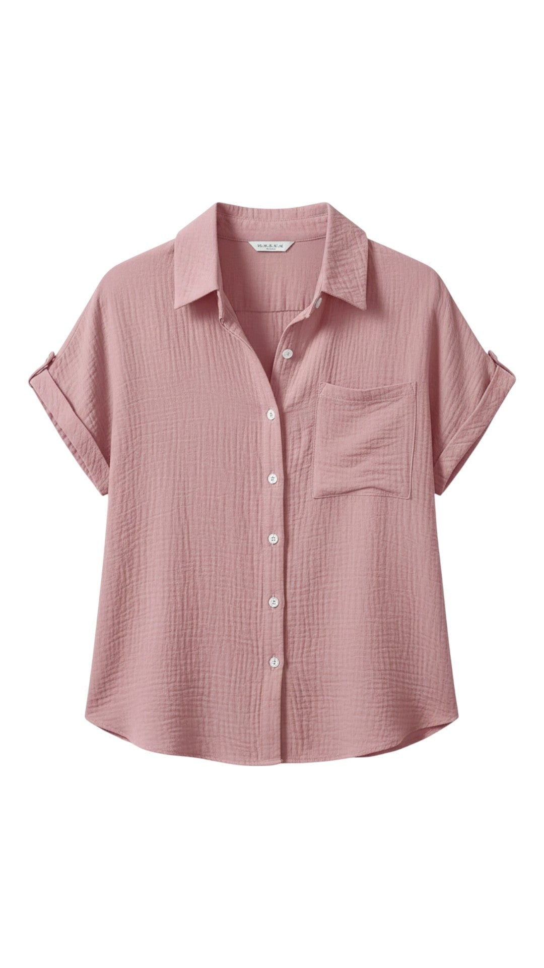 Chemisier d’été femme à boutons et manches courtes – Blouse légère décontractée