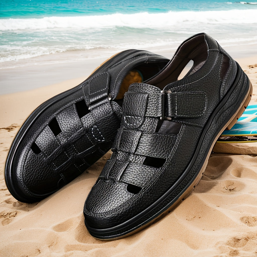 Sandales homme style classique – Cuir véritable et ouverture ventilée