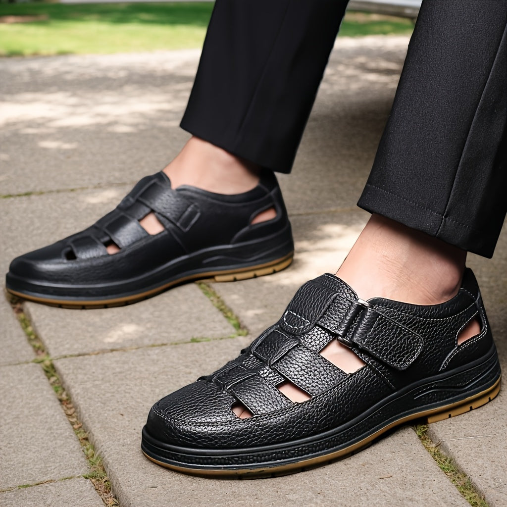 Sandales homme style classique – Cuir véritable et ouverture ventilée